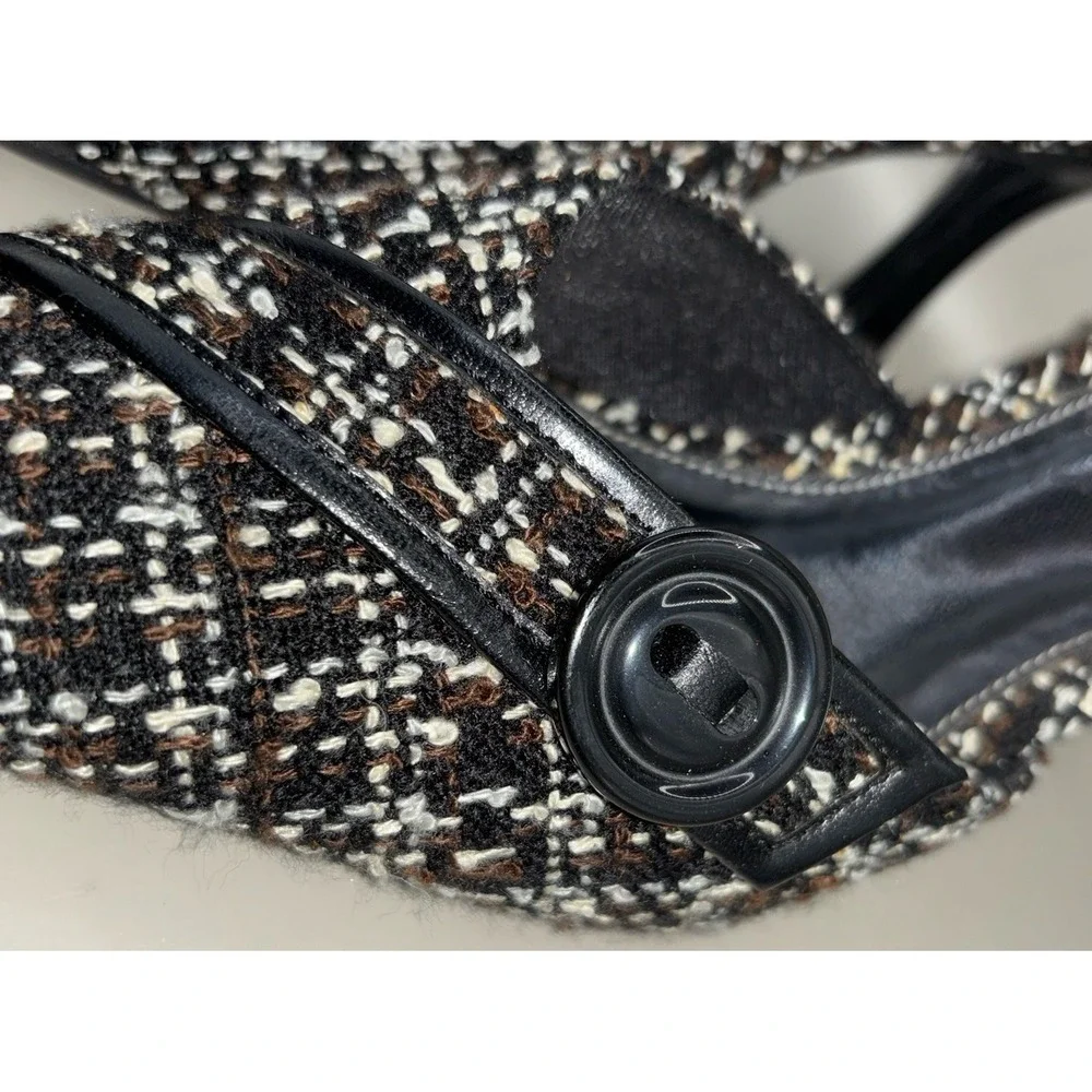 Life Stride Arcade Pandora Tweed  Slip On Mule Heels 8.5 Black Brown Square Toe‎